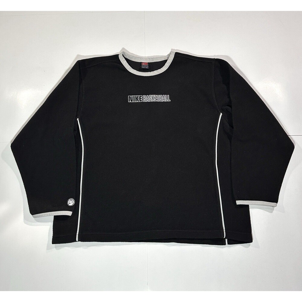 VTG Nike Basketball Spell Out Sweatshirt Fleece Crewneck Men Large Black Y2K 00s